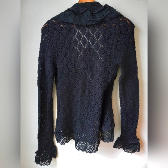 Metric Boutique Label Ruffle Lace Sweater Cardigan - Picture 2 of 7